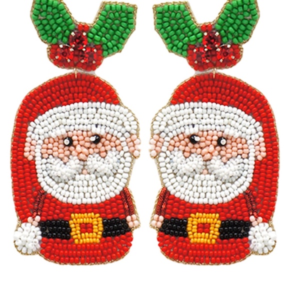 Seed Bead Santa Claus Earring - Picture 1 of 2